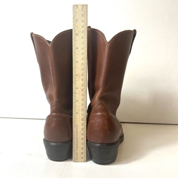 Hy-Test Tuf-Gum Brown Tooled Soft Leather Steel Toe Cowboy Work Boots Mens 7.5 D - Picture 8 of 14